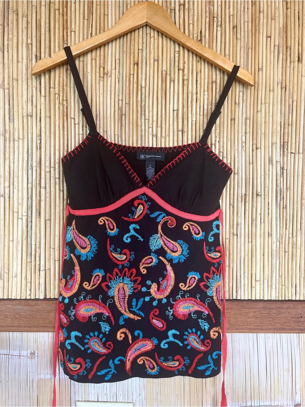 VTG Y2K INC Paisley Babydoll Cami Tank Top Whimsygoth Indie Sleaze Festival Boho